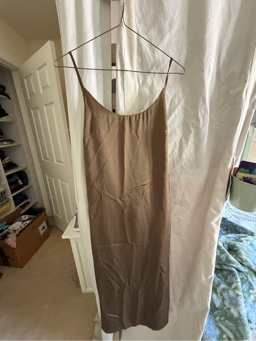 Slip Midi Dress in Taupe